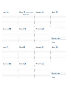 Einlagen für Terminkalender 2 Wochen auf 2 Seiten